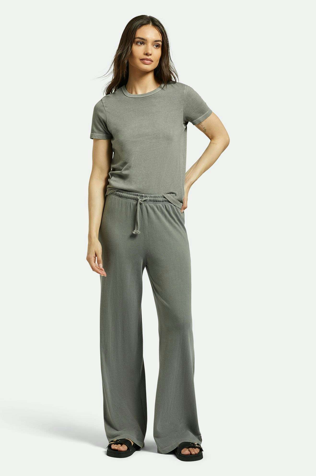 Carefree Organic Garment Dye Lounge Pant - Washed Black - Image 3